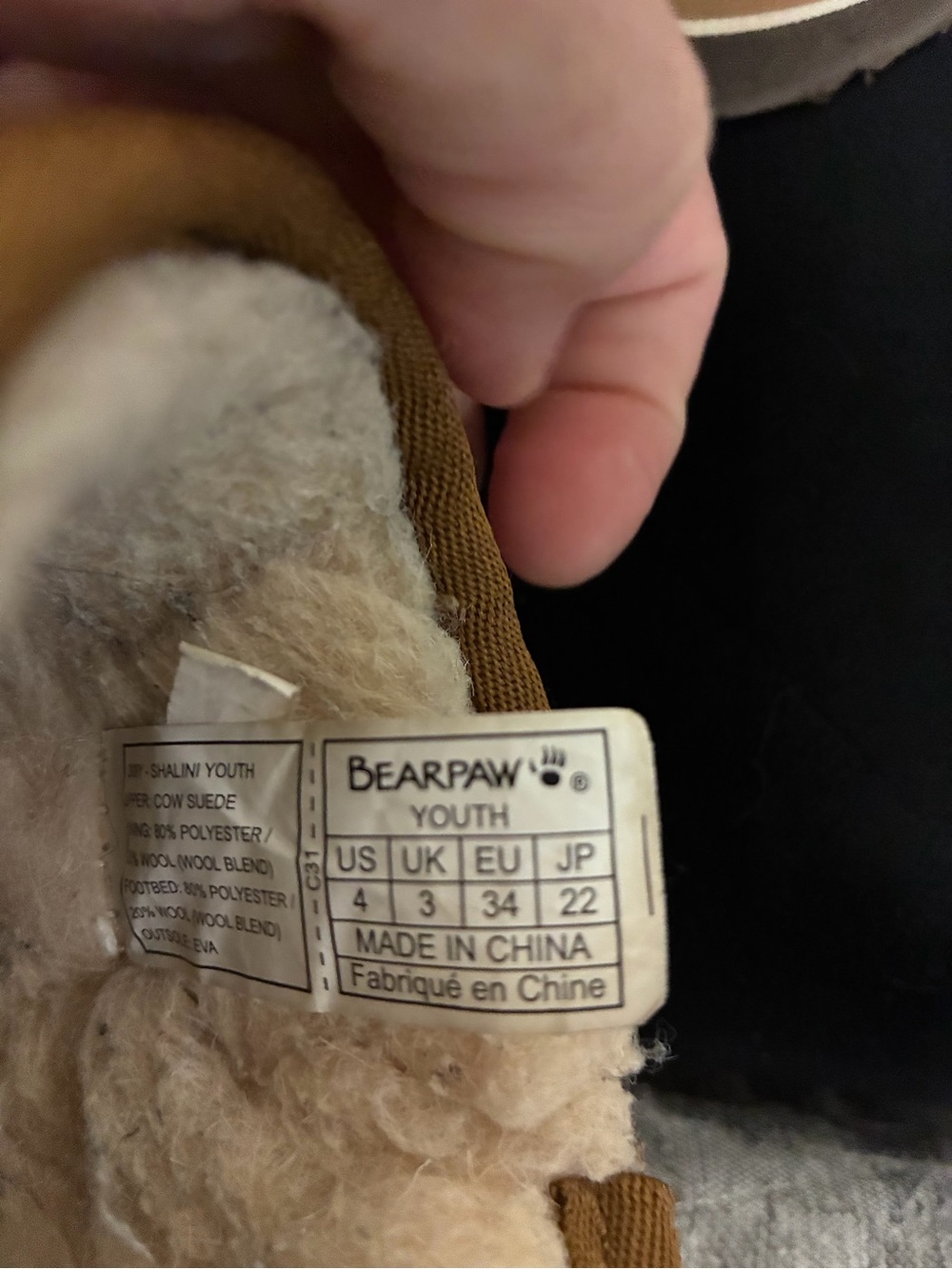 BearPaw Kids Chestnut Suede Shearling 4 - Picture 6 of 8